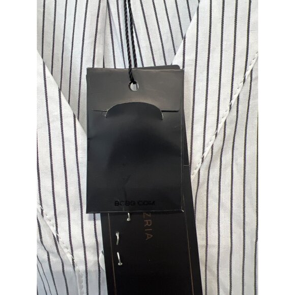 BCBGMAXAZRIA Button Front Striped Midi Dress Womens Small White Black Formal NEW - Picture 7 of 15